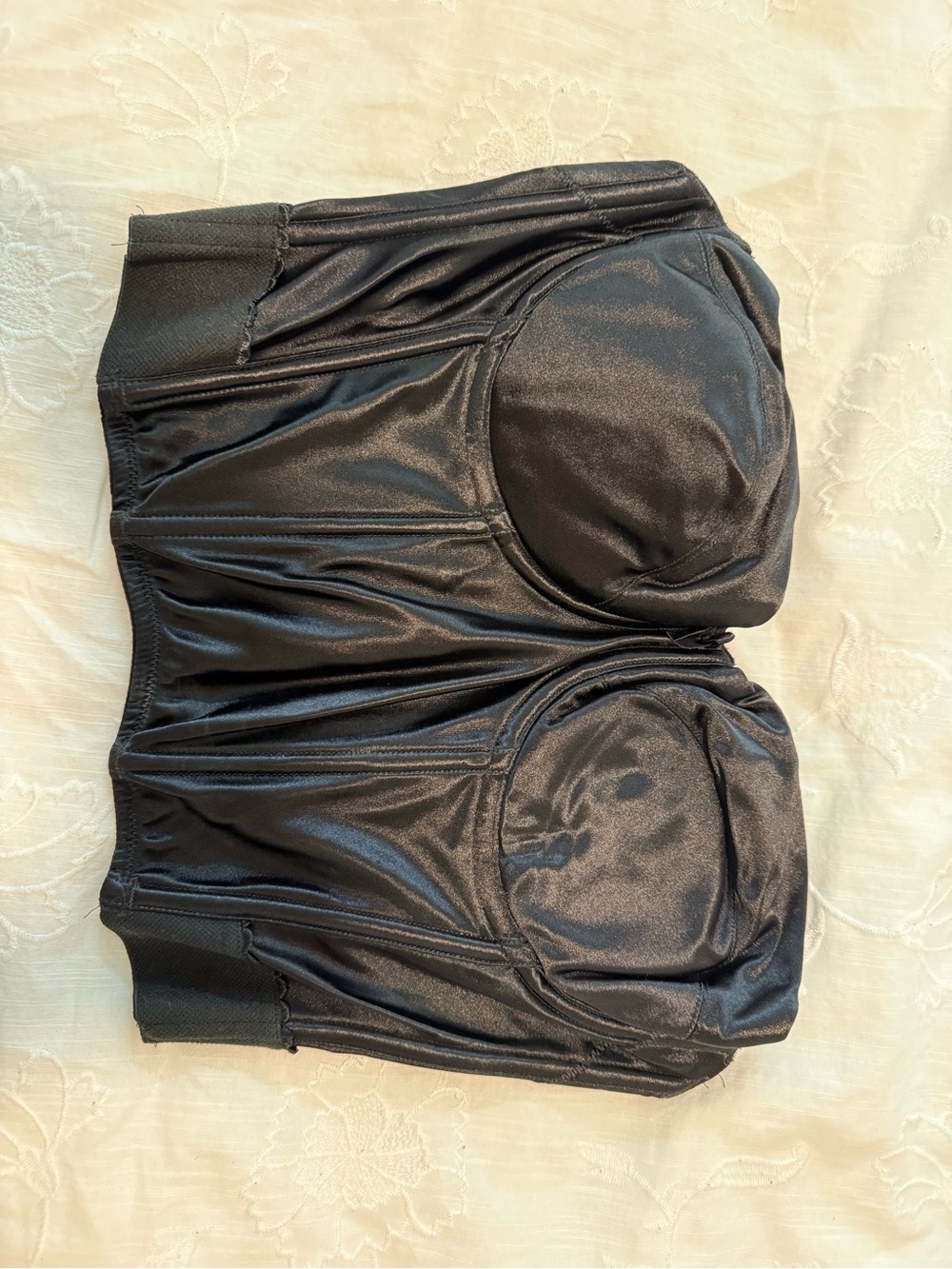 Vintage VS Black Satin Strapless Bustier Corset